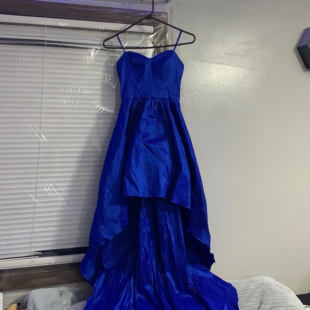 High low women’s royal blue form dress